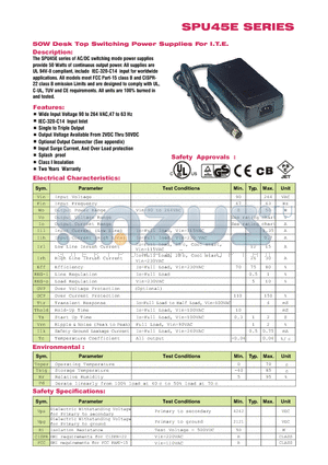 SPU45E-100 datasheet - 50W Desk Top Switching Power Supplies For I.T.E.