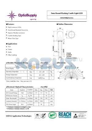 OSY5MK5A31A datasheet - 5mm Round Fllashiing Candlle Liight LED