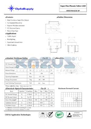 OSY5MAZ2C1P datasheet - Super Flux Phoenix Yellow LED