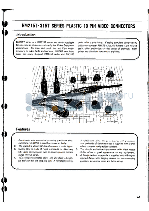 RM215TJA-10PC datasheet - PLASTIC 10 PIN VIDEO CONNECTORS