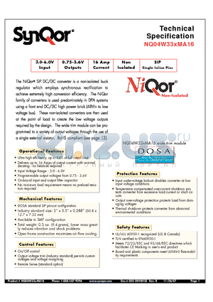 NQ04W33VMA16ORS-G datasheet - SIP DC/DC converter