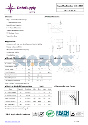 OSY5PAZ2C1D datasheet - Super Flux Premium Yellow LED