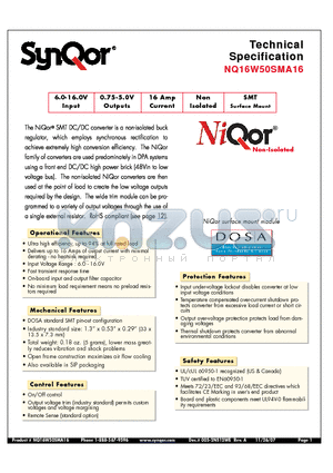 NQ16W50SMA16 datasheet - SMT Surface Mount