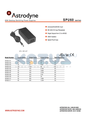 SPU60-111 datasheet - 60W Desktop Switching Power Supplies