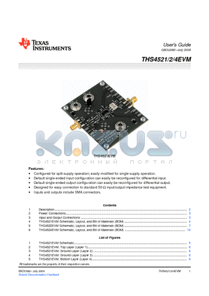 THS4522EVM datasheet - THS4521/2/4EVM