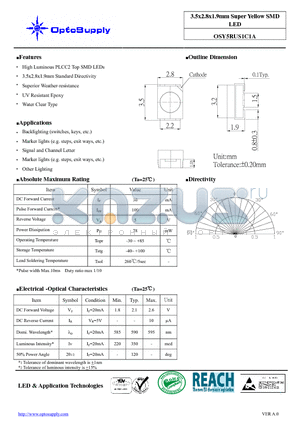 OSY5RUS1C1A datasheet - 3.5x2.8x1.9mm Super Yellow SMD LED