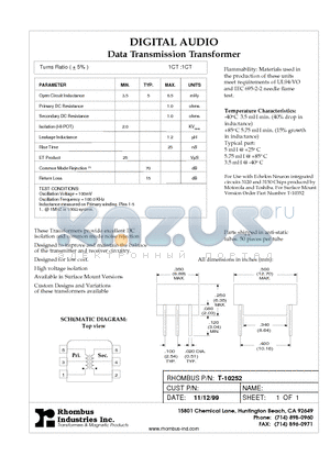 T-10252 datasheet - DIGITAL AUDIO