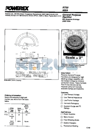 R7S0800A datasheet - General Purpose Rectifier (800 Amperes Average 2400 Volts)