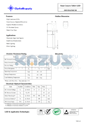 OSY5SA5MC1B datasheet - 5mm Concave Yellow LED