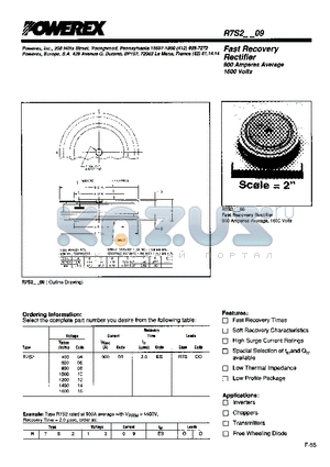 R7S20609 datasheet - Fast Recovery Rectifier (900Amperes Average 1600 Volts)