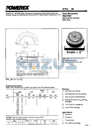 R7S21408 datasheet - Fast Recovery Rectifier (800 Amperes Average 2600 Volts)