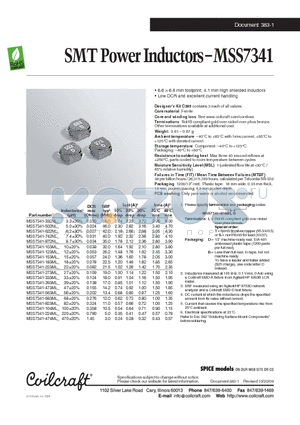 MSS7341-502NL datasheet - SMT Power Inductors
