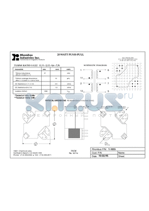 T-1033 datasheet - 20 WATT PUSH-PULL