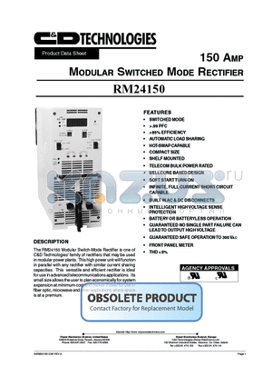 RM24150 datasheet - MODULAR SWITCHED MODE RECTIFIER