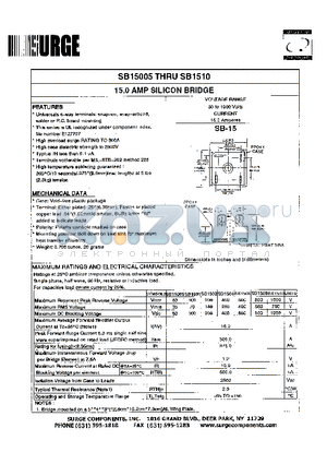 SB15005 datasheet - 15.0 AMP SILICON BRIDGE