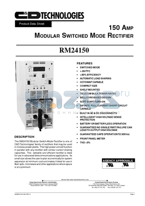 RM24150 datasheet - 150 AMP MODULAR SWITCHED MODE RECTIFIER