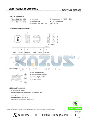 PDC0504181KZF datasheet - SMD POWER INDUCTORS