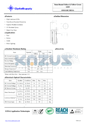 OSYGHC5B31A_09 datasheet - 5mm Round Yellow & Yellow Green LED