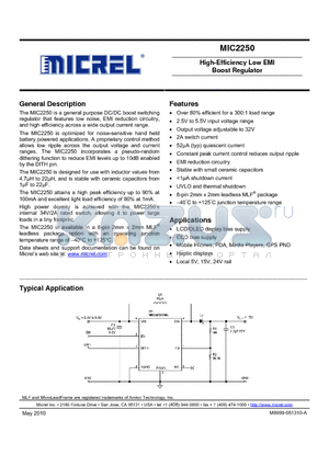 MIC2250_10 datasheet - High-Efficiency Low EMI Boost Regulator