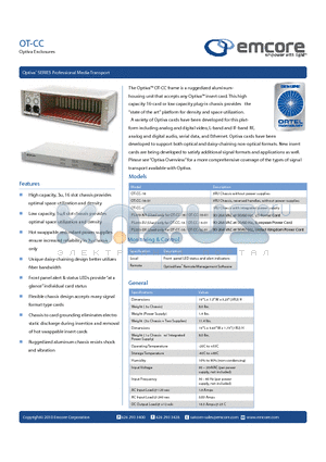 OT-CC datasheet - Optiva SERIES Professional Media Transport