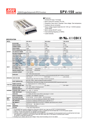 SPV-150-24 datasheet - 150W Single Output with PFC Function