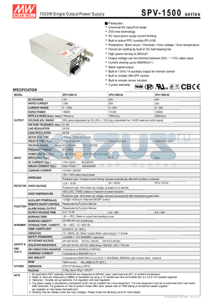 SPV-1500-48 datasheet - 1500W Single Output Power Supply