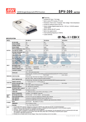 SPV-300-12 datasheet - 300W Single Output with PFC Function