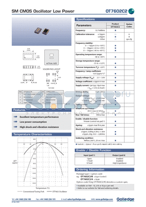 OT7602C2/B datasheet - SM CMOS Oscillator Low Power