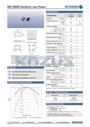 OT7602C2/A datasheet - SM CMOS Oscillator Low Power