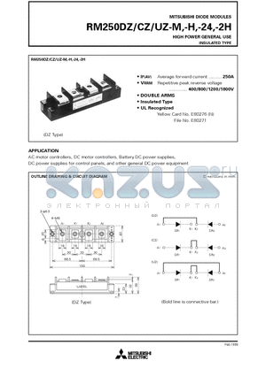 RM250CZ-2H datasheet - HIGH POWER GENERAL USE INSULATED TYPE