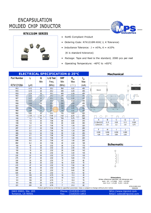 R7X1210M-150 datasheet - ENCAPSULATION MOLDED CHIP INDUCTOR