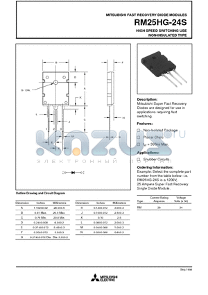 RM25HG-24S datasheet - HIGH SPEED SWITCHING USE NON-INSULATED TYPE