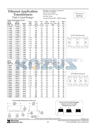 T-10903 datasheet - Ethernet Application Transformers