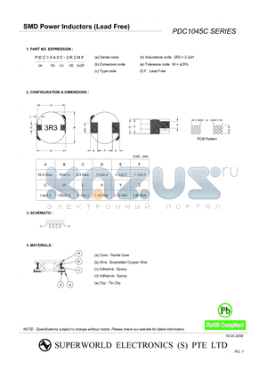 PDC1045C-2R2MF datasheet - SMD Power Inductors