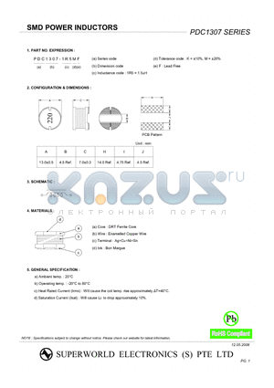 PDC1307 datasheet - SMD POWER INDUCTORS