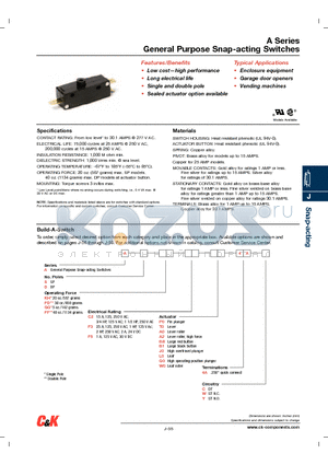 PDC2P04AC datasheet - General Purpose Snap-acting Switches