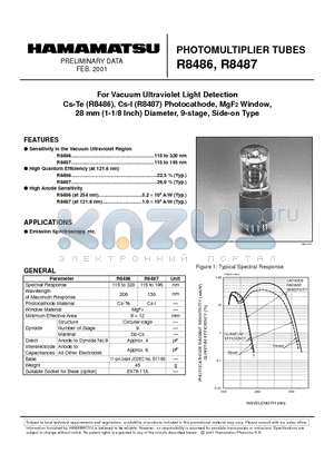 R8487 datasheet - PHOTOMULTIPLIER TUBE