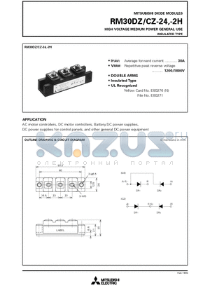 RM30DZ-24 datasheet - HIGH VOLTAGE MEDIUM POWER GENERAL USE INSULATED TYPE