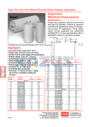 PDC37U256M3C datasheet - Leak-Free Motor Run and Power Supply Capacitors