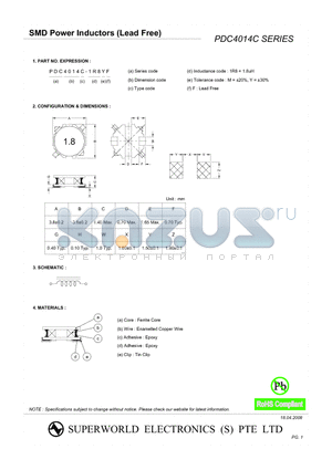 PDC4014C-3R3YF datasheet - SMD POWER INDUCTORS