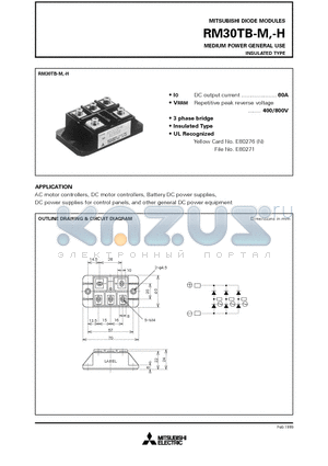 RM30TB-H datasheet - MEDIUM POWER GENERAL USE INSULATED TYPE