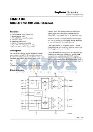 RM3183L datasheet - Dual ARINC 429 Line Receiver