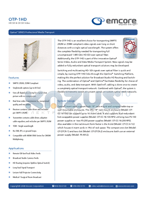 OTP-1HDR-B1-XX-IC datasheet - HD-SDI & SD-SDI Video