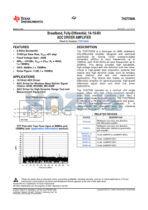 THS770006IRGER datasheet - Broadband, Fully-Differential, 14-/16-Bit ADC DRIVER AMPLIFIER