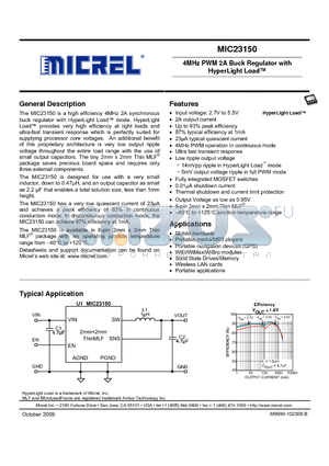 MIC23150-55YMT datasheet - 4MHz PWM 2A Buck Regulator with HyperLight Load