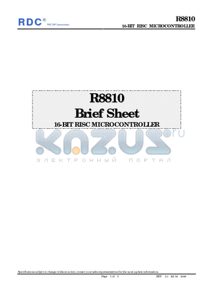 R8810 datasheet - 16-BIT RISC MICROCONTROLLER