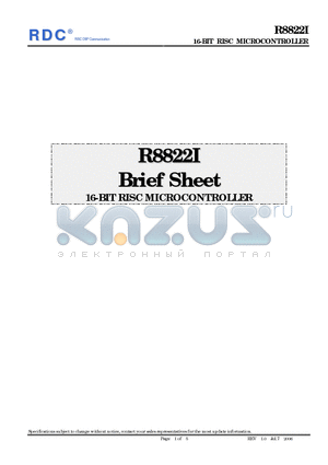 R8822I datasheet - 16-BIT RISC MICROCONTROLLER