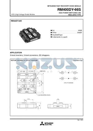 RM400DY-66S datasheet - HIGH POWER SWITCHING USE INSULATED TYPE