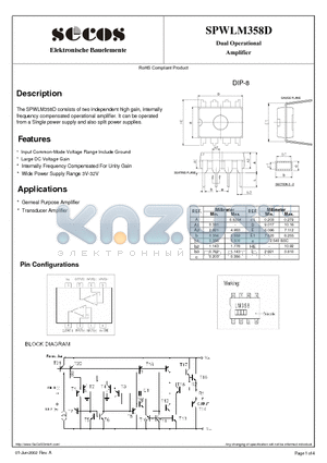 SPWLM358D datasheet - Dual Operational Amplifier