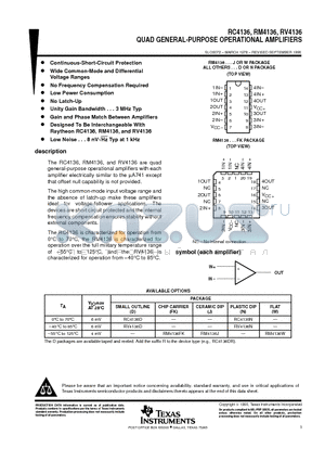 RM4136 datasheet - QUAD GENERAL-PURPOSE OPERATIONAL AMPLIFIERS